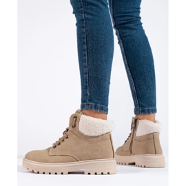 Elegantni traperi od eko kože bež 1