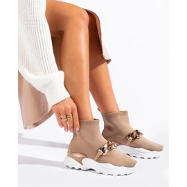 Slip-on tenisice s lančićem smeđa 2