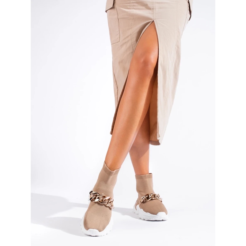 Slip-on tenisice s lančićem smeđa 1