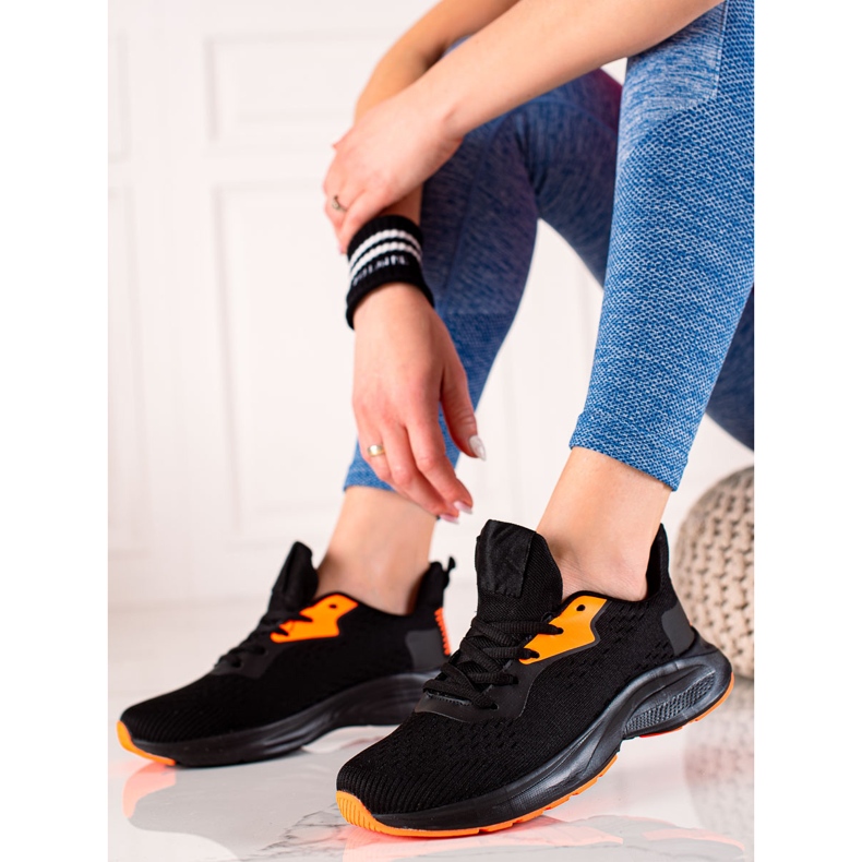 TRENDI Vezane sportske cipele crno žuta boja 1