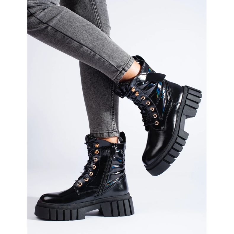 Crne ženske radničke cipele sa debelim đonom crno 1