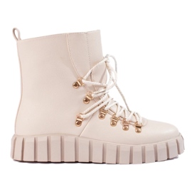 W. Potocki Ženske izolirane čizme bež boje na platformi Potocki 1