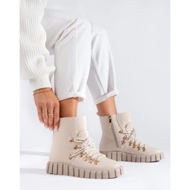 W. Potocki Ženske izolirane čizme bež boje na platformi Potocki 2