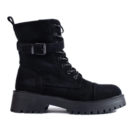 Ženske torbe od brušene kože s kopčom crna 1