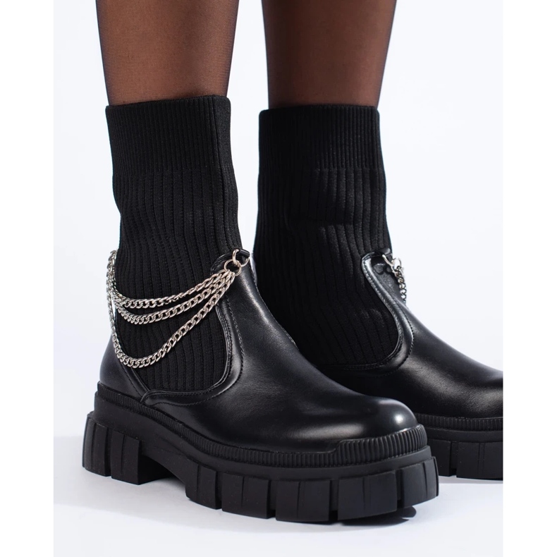 Crne ženske radničke čizme sa čarapama crno 1