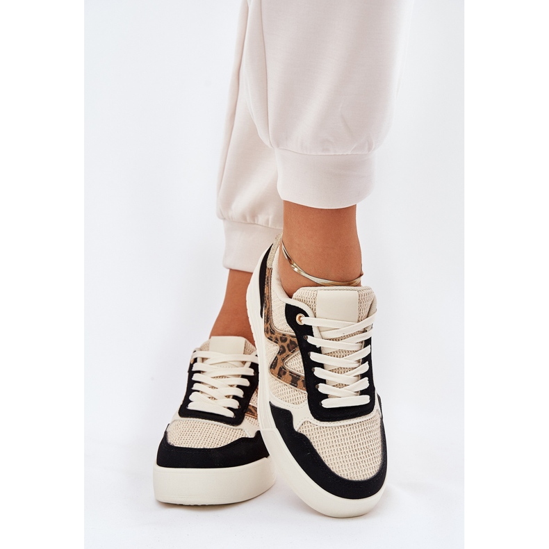 Ženske sportske cipele na platformi leopard print crna 2