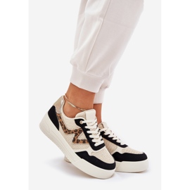 Ženske sportske cipele na platformi leopard print crna 1