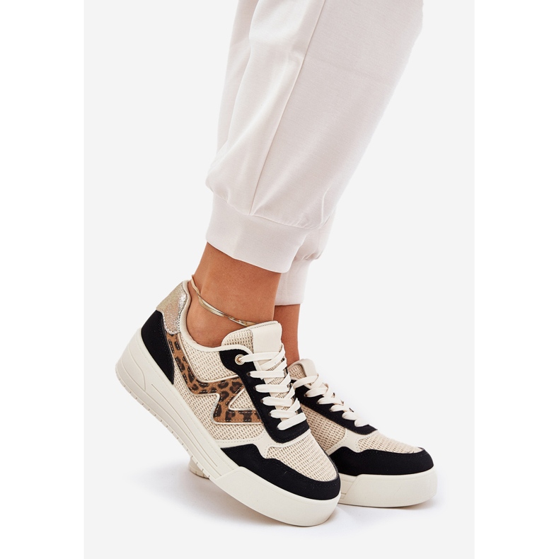 Ženske sportske cipele na platformi leopard print crno 1