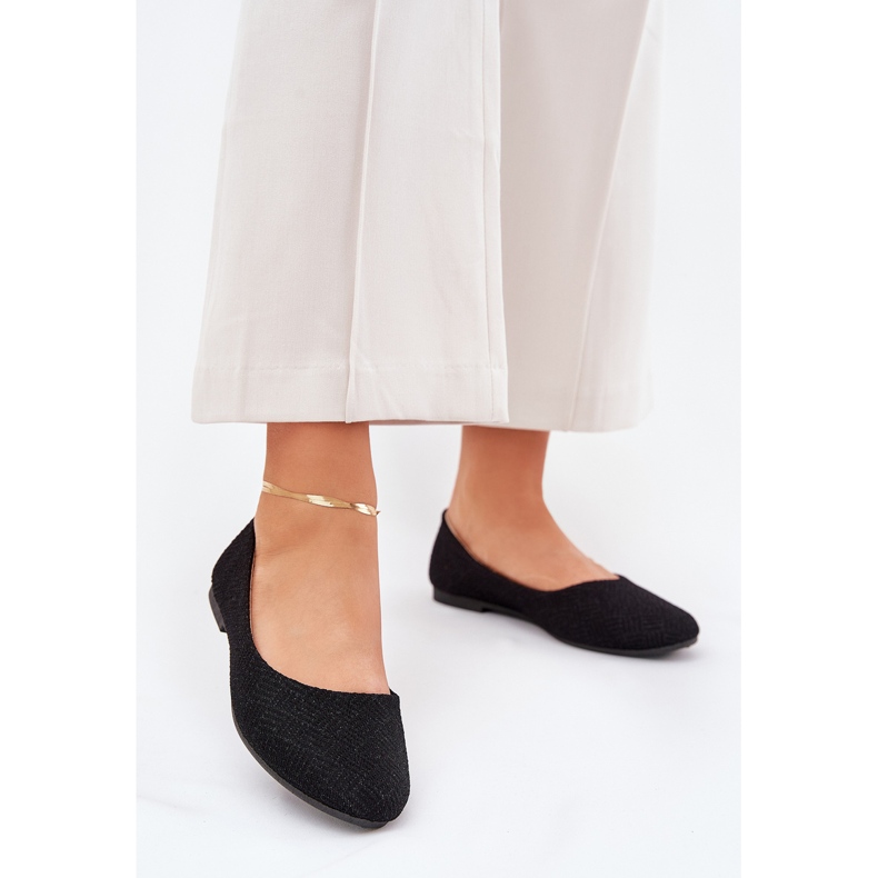 Ravne ženske balerine s crnim sjajem crna 2