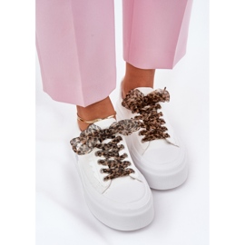 Ženske tenisice na ogromnoj platformi s ukrasnim vezanjem bijele boje bijela 2