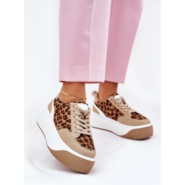 Ženske tenisice na ogromnoj platformi Beige Leopard Print bež 2