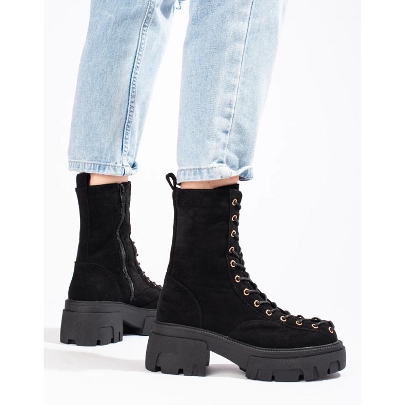 Ženska radna obuća na vezanje od crne antilop kože crno 1