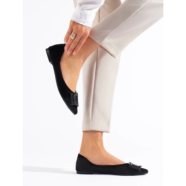 Ženske balerinke od crne antilop kože crno 1