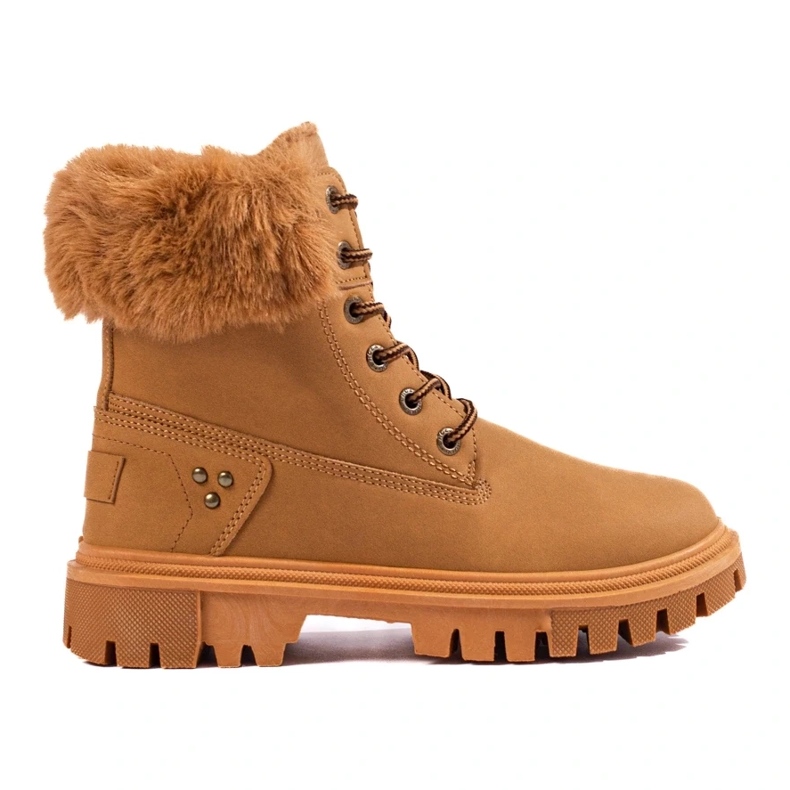 Smeđe ženske čizme s krznom smeđa 2