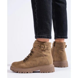 Ženske čizme od brušene kože bež 1