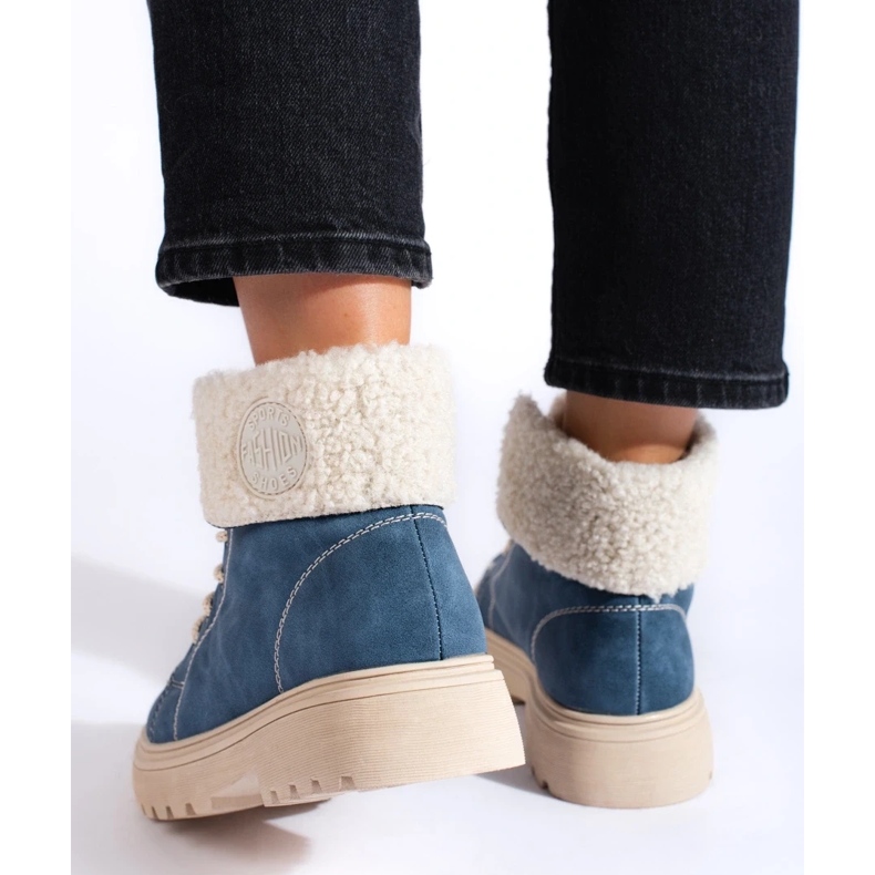 Ženske planinarske cipele s ovčijom kožom plava 1