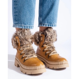 Ženske planinarske cipele s krznom bež 1