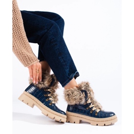 Goodin Plave ženske čizme s krznom plava 1