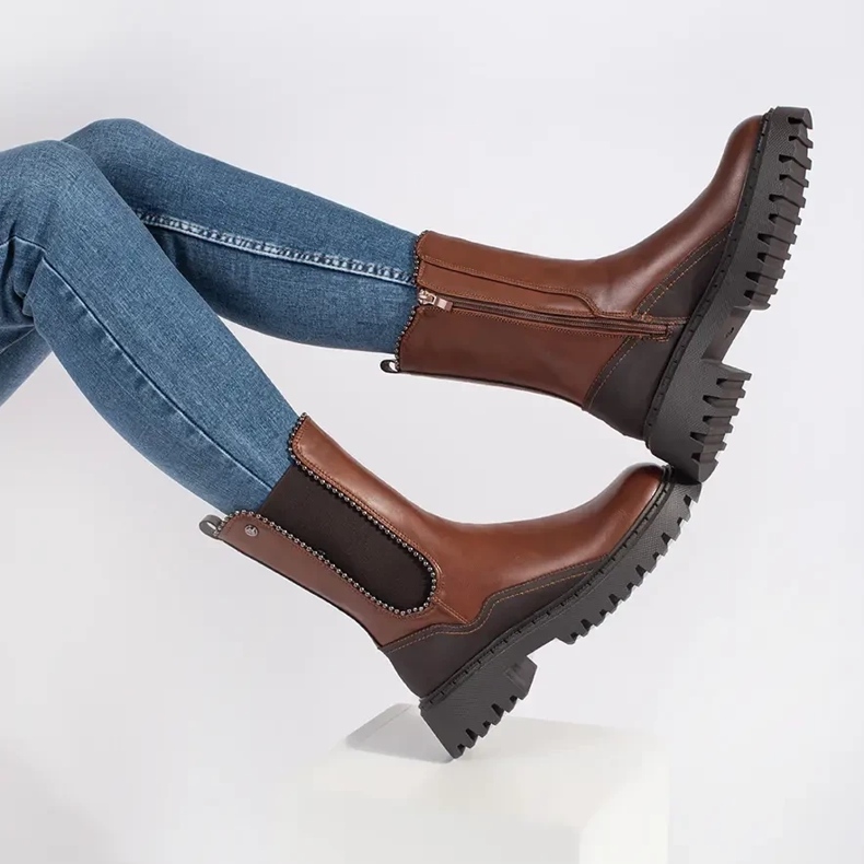 Visoke Chelsea čizme od eko kože smeđa 2