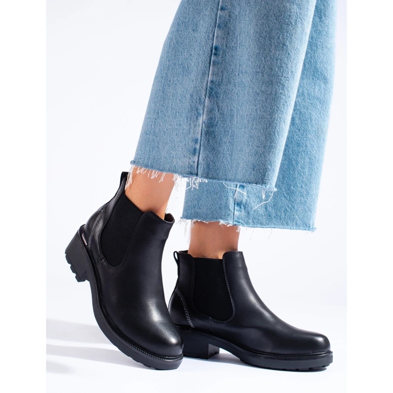 Ženske Chelsea čizme od eko kože crno 1