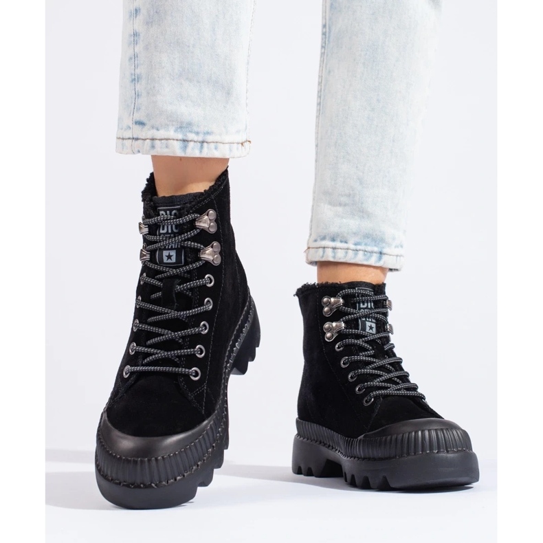 Crne planinarske cipele na platformi Big Star KK274522 crna 2