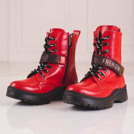 W. Potocki Potocki čizme za djevojčice s kristalima crvena 2