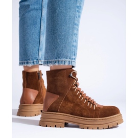 Smeđe kožne čizme smeđa 1