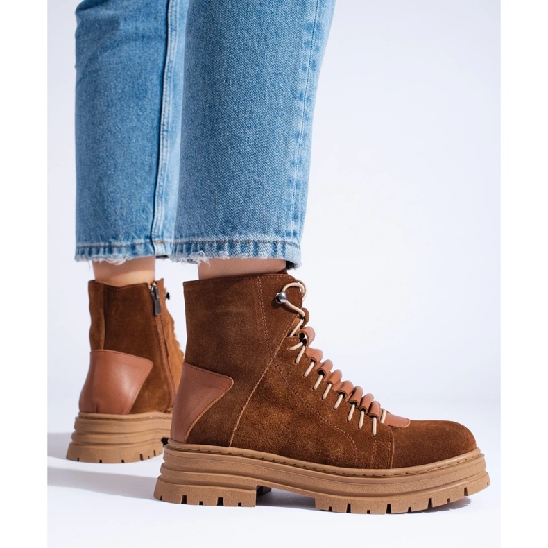 Smeđe kožne čizme smeđa 1