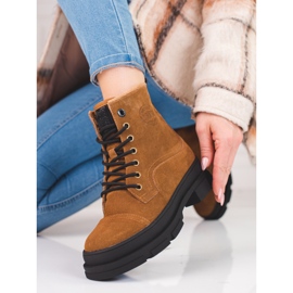 Kožne ženske cipele Big Star KK274524 smeđa 2