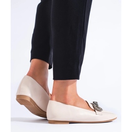 Elegantne ženske mokasine sa ukrasima bež 1