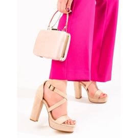 Shelovet bež sandale na visoku petu 2