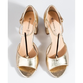 Zlatne ženske klasične sandale na visoku petu Shelovet zlatna 2
