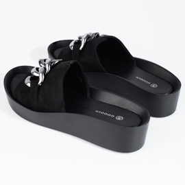 Udobne crne ženske papuče Shelovet s lancem crna 2