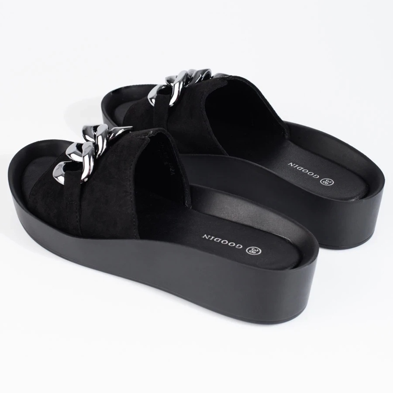 Udobne crne ženske papuče Shelovet s lancem crna 2