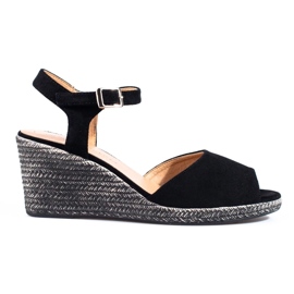 W. Potocki Crne sandale na klin W. Potockog crna 1