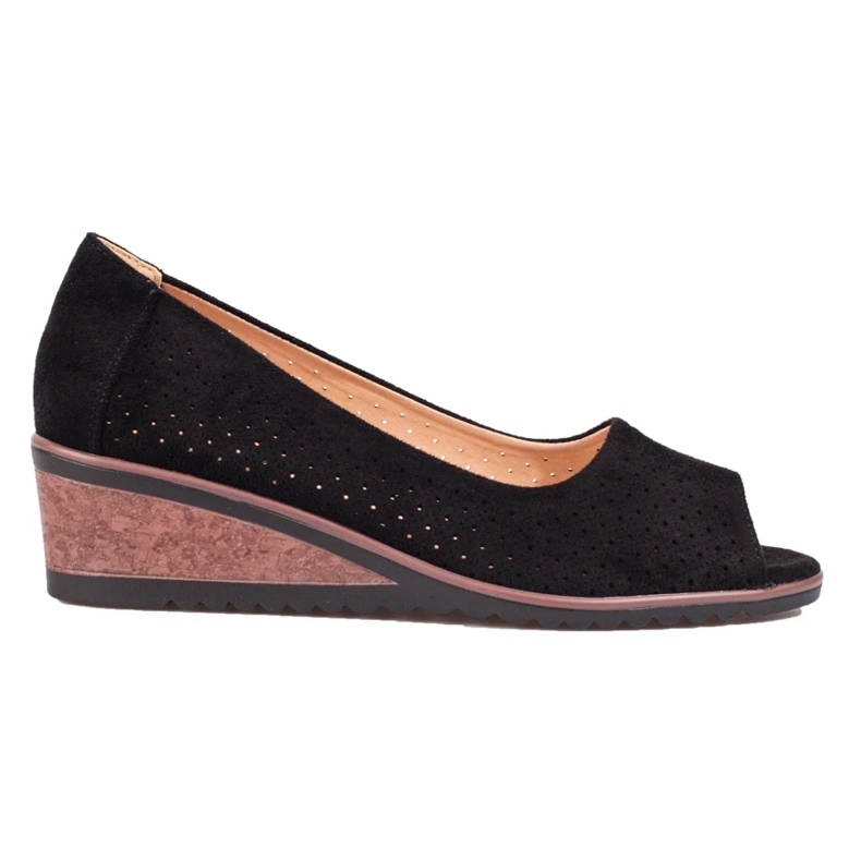 W. Potocki Ženske ažurne cipele na klin Potocki crne crna 2