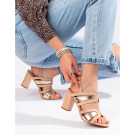 Vinceza Ženske bež i zlatne sandale na petu iz Vineze 1