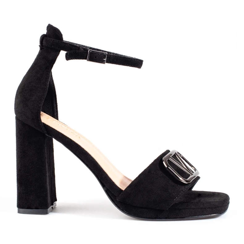 Vinceza ženske crne sandale na visoku petu crno 1