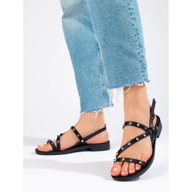 W. Potocki Crne rimske sandale s nitnama Potocki crno 2