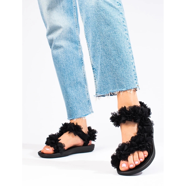 Ženske crne mirisne sandale Shelovet na čičak crna 1