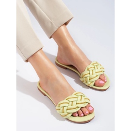 Elegantne limeta papuče za žene s lancem iz Sheloveta zelena 2