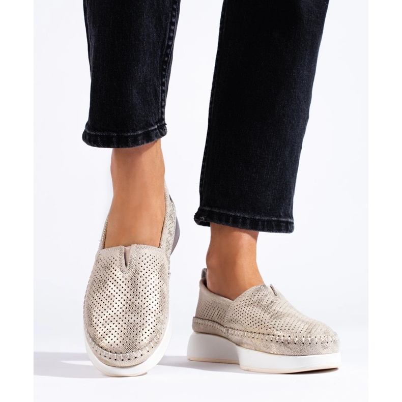 Shelovet zlatne kožne otvorene cipele zlatna 2