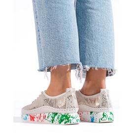 Ženske kožne cipele sa šarenom platformom Shelvt zlatna 1