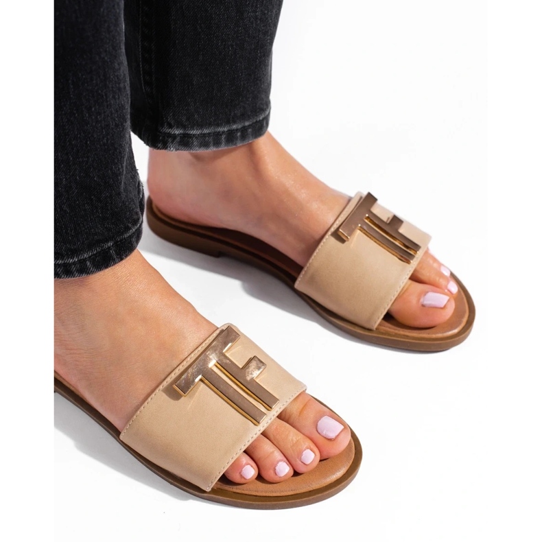 W. Potocki Ženske bež ravne sandale Potocki 1