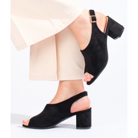 W. Potocki Shelovet crne otvorene sandale na visoku petu crna 1