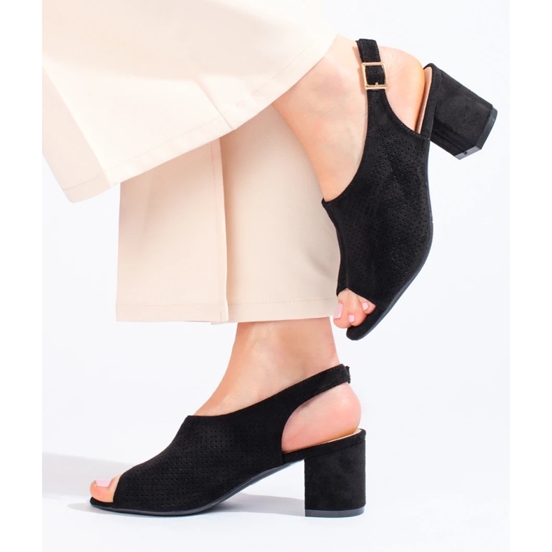 W. Potocki Shelovet crne otvorene sandale na visoku petu crna 1