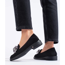 W. Potocki Ženske crne mokasine od brušene kože Potocki crno 1