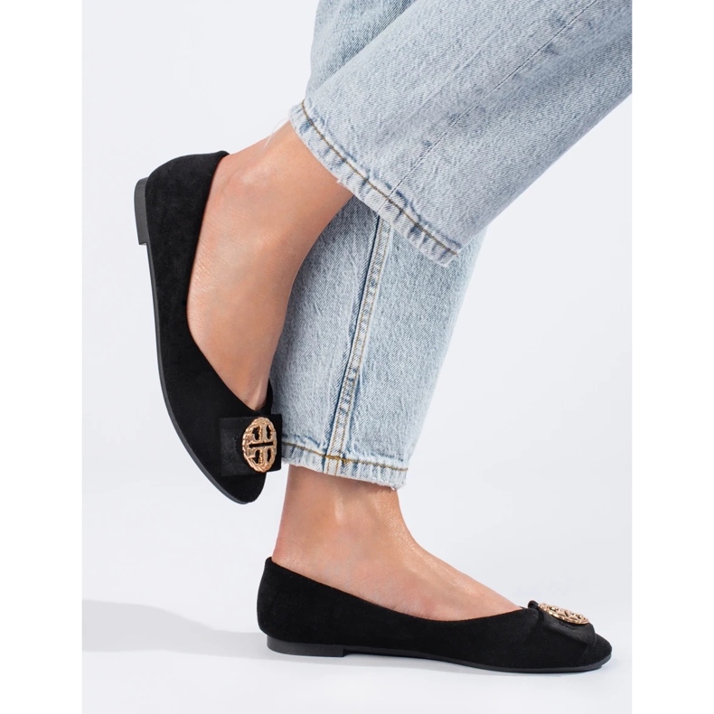 W. Potocki Crne balerinke od brušene kože s ukrasima iz Potockija crno 1