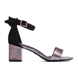 W. Potocki Crno-srebrne sandale s mašnom iz Potockog crna 2