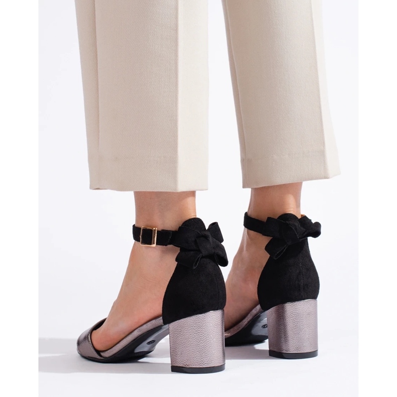 W. Potocki Crno-srebrne sandale s mašnom iz Potockog crna 1